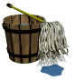 animated bucket and dripping mop
